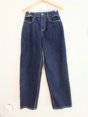 PEACEBIRD Premium Wide Leg Highrise dark wash denim jeans Sz 28 / 30 LIKE NEW